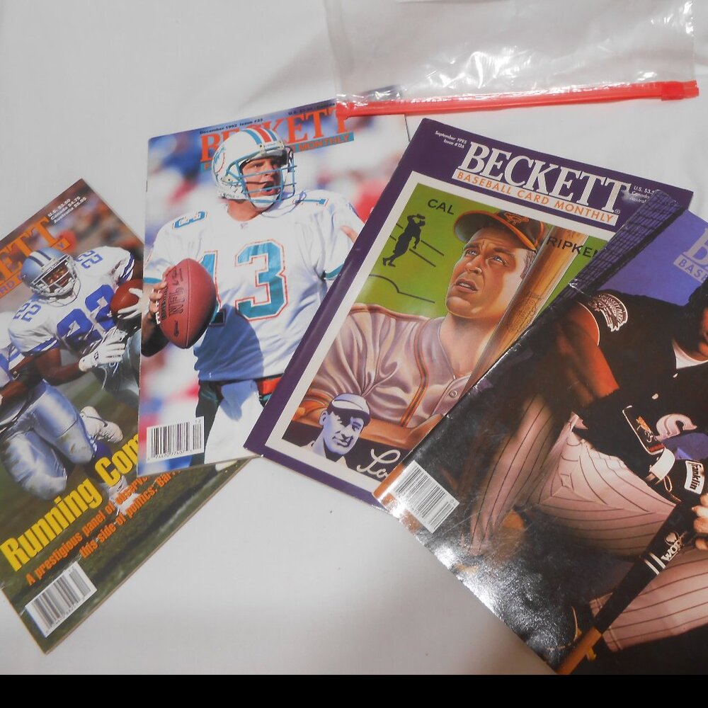 VTG LOT 4 BECKETT BASEBALL & FOOTBALL CARD MONTHLY MAGAZINES CAL RIPKEN DAN MARI